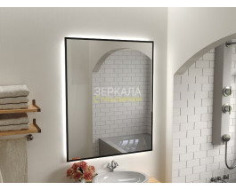 Зеркало с интерьерной подсветкой для ванной комнаты в черной рамке Прайм Блэк 60 см